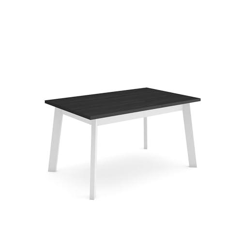 Skraut Home | Mesa Comedor | Mesa Fija Cocina y Salón | 140 | para 6 comensales | Patas de Madera | Estilo Moderno | Negro