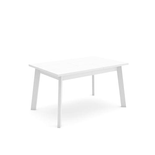 Skraut Home | Mesa Comedor | Mesa Fija Cocina y Salón | 140 | para 6 comensales | Patas de Madera | Estilo Moderno | Blanco