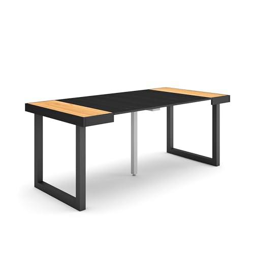 Skraut Home | Mesa Consola Extensible | Mesa Comedor Plegable | 180 | para 8 comensales | Patas Madera Maciza | Estilo Moderno | Roble y Negro