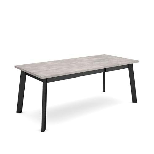 Skraut Home | Mesa Comedor | Mesa Fija Cocina y Salón | 200 | para 10 Comensales | Patas de Madera | Estilo Moderno | Cemento