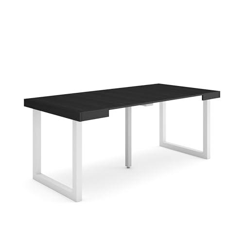 Skraut Home | Mesa Consola Extensible | Mesa Comedor Plegable | 180 | para 8 comensales | Patas Madera Maciza | Estilo Moderno | Negro