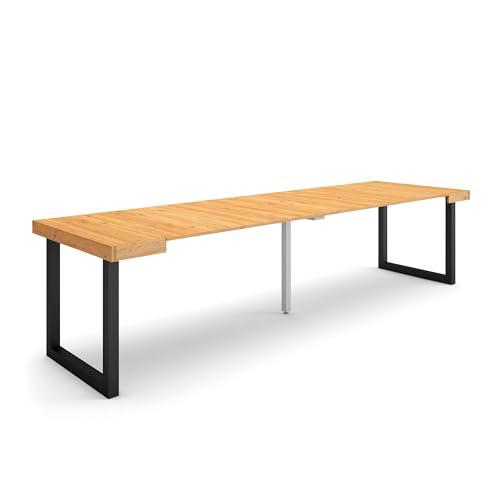 Skraut Home | Mesa Consola Extensible | Mesa Comedor Plegable | 300 | para 14 comensales | Patas Madera Maciza | Estilo Moderno | Roble