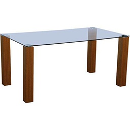 DRW Mesa de Comedor Rectangular, Madera y Cristal, Haya