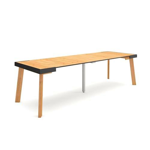 Skraut Home | Mesa Consola Extensible | Mesa Comedor Plegable | 260 | para 12 comensales | Patas de Madera | Estilo Moderno | Roble