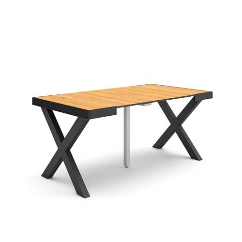 Skraut Home | Mesa Consola Extensible | Mesa Comedor Plegable | 160 | para 8 comensales | Patas Madera Maciza | Estilo Moderno | Roble