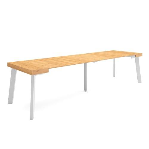 Skraut Home | Mesa Consola Extensible | Mesa Comedor Plegable | 300 | para 14 comensales | Patas de Madera | Estilo Moderno | Roble