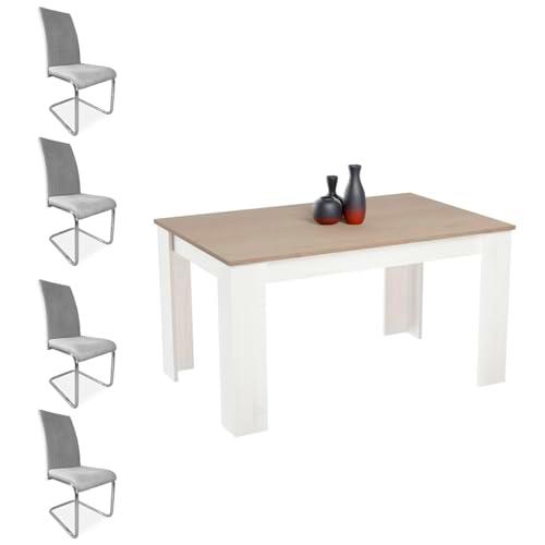 amuéblate online Pack Mesa de Comedor Austin + 4 Sillas Tapizadas Modelo Aris