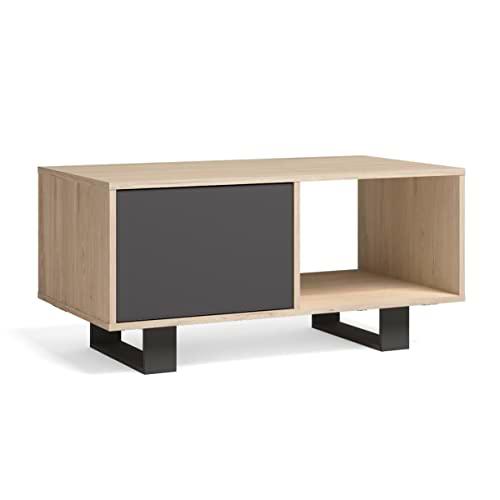 Skraut Home | Mesa de café con Puertas | Comedor | Modelo Wind 92x50x45cm (Chene-Gris)