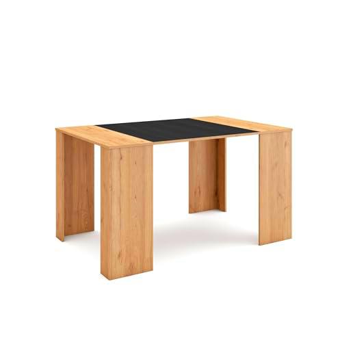 Skraut Home | Mesa Consola Extensible | Mesa Comedor Plegable | 140 | para 6 comensales | Comedor y Cocina | Estilo Moderno | Roble y Negro