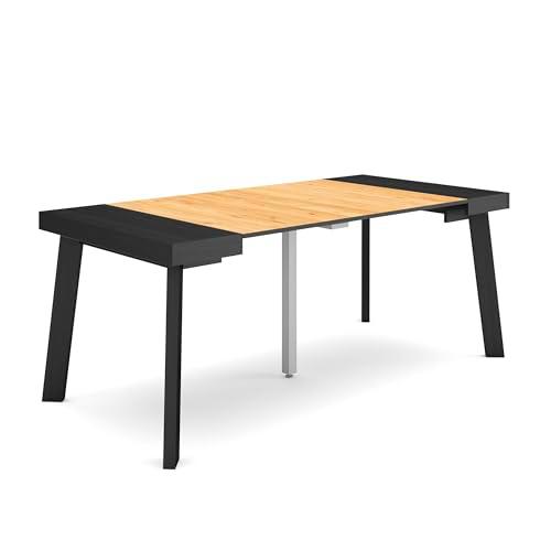 Skraut Home | Mesa Consola Extensible | Mesa Comedor Plegable | 180 | para 8 comensales | Patas de Madera | Estilo Moderno | Negro y Roble