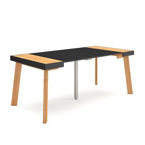 Skraut Home | Mesa Consola Extensible | Mesa Comedor Plegable | 180 | para 8 comensales | Patas de Madera | Estilo Moderno | Roble y Negro