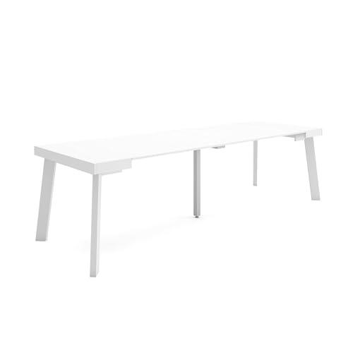 Skraut Home | Mesa Consola Extensible | Mesa Comedor Plegable | 260 | para 12 comensales | Patas de Madera | Estilo Moderno | Blanco