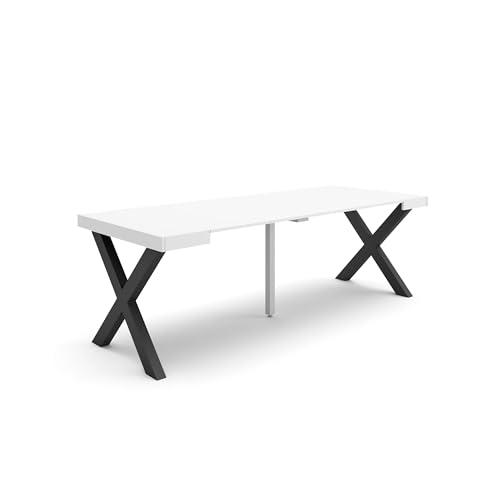 Skraut Home | Mesa Consola Extensible | Mesa Comedor Plegable | 220 | para 10 comensales | Patas Madera Maciza | Estilo Moderno | Blanco