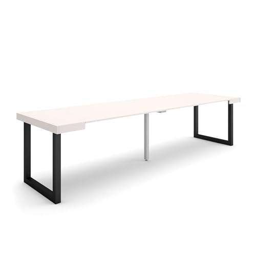 Skraut Home | Mesa Consola Extensible | Mesa Comedor Plegable | 300 | para 14 comensales | Patas Madera Maciza | Estilo Moderno | Blanco