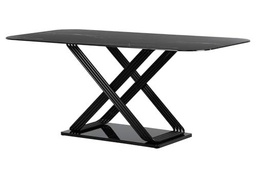 Adda Home Mesa de Comedor, Metal/Cristal, Negro, 180X90X75 CM