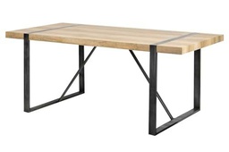 Adda Home Mesa de Comedor, Metal/MDF, Natural/Negro