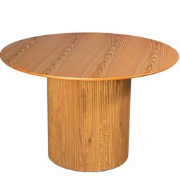 DRW Mesa de Comedor Redonda de Madera DM y Papel en Roble 120x120x76 cm