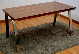 DRW Mesa Comedor de Madera Oscura y Acero 160x75x90 cm