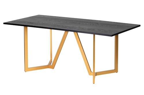 Adda Home Mesa de Comedor, Metal/MDF, Dorado/Negro