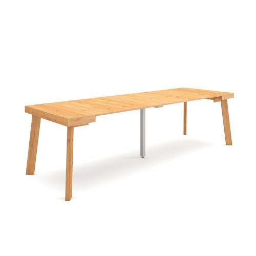 Skraut Home | Mesa Consola Extensible | Mesa Comedor Plegable | 260 | para 12 comensales | Patas de Madera | Estilo Moderno | Roble