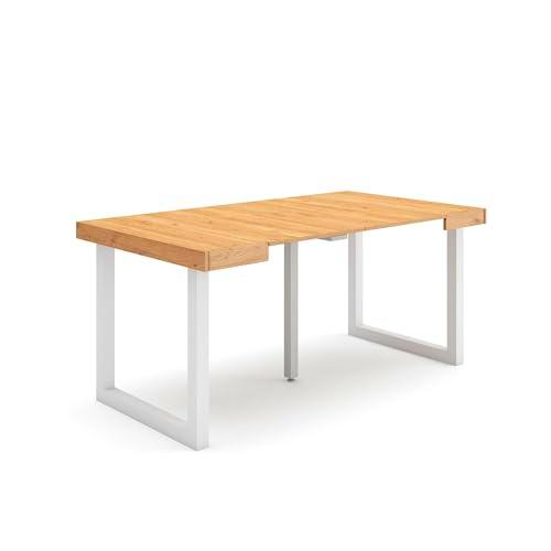 Skraut Home | Mesa Consola Extensible | Mesa Comedor Plegable | 160 | para 8 comensales | Patas Madera Maciza | Estilo Moderno | Roble