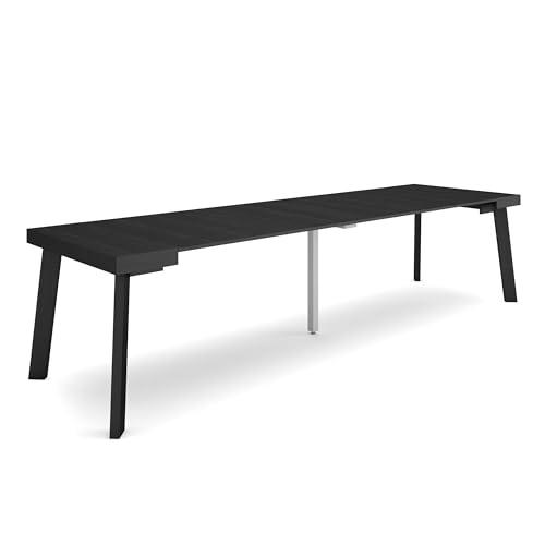 Skraut Home | Mesa Consola Extensible | Mesa Comedor Plegable | 300 | para 14 comensales | Patas de Madera | Estilo Moderno | Negro