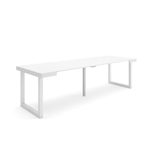 Skraut Home | Mesa Consola Extensible | Mesa Comedor Plegable | 260 | para 12 comensales | Patas Madera Maciza | Estilo Moderno | Blanco