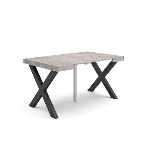 Skraut Home | Mesa Consola Extensible | Mesa Comedor Plegable | 140 | para 6 comensales | Patas Madera Maciza | Estilo Moderno | Cemento