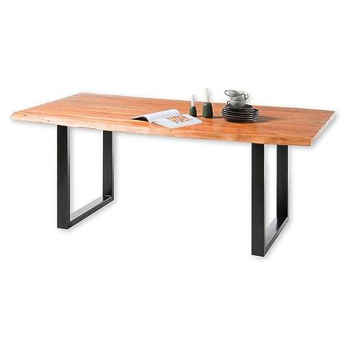 Stella Trading Mesa Maciza India, con Estructura de Metal Negro para tu Comedor