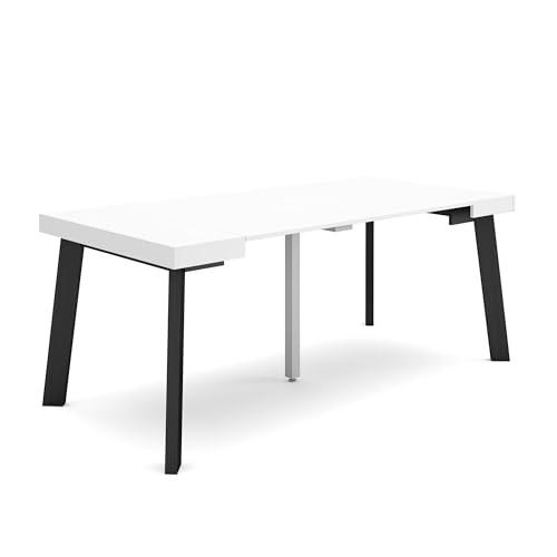 Skraut Home | Mesa Consola Extensible | Mesa Comedor Plegable | 180 | para 8 comensales | Patas de Madera | Estilo Moderno | Blanco y Negro