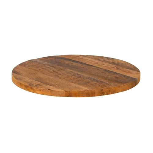 BigBuy Home Tablero de Mesa Redondo Beige Madera de Mango 60 x 60 x 3 cm