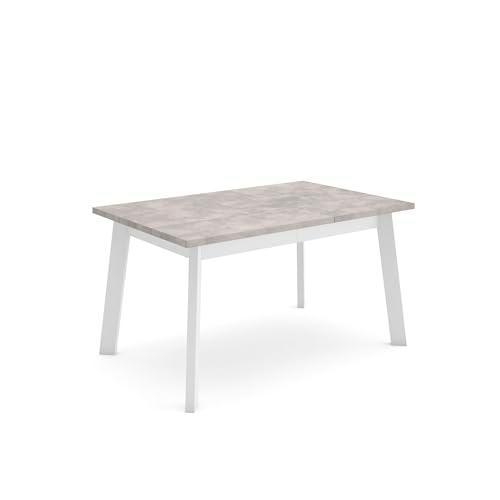 Skraut Home | Mesa Comedor | Mesa Fija Cocina y Salón | 140 | para 6 comensales | Patas de Madera | Estilo Moderno | Cemento