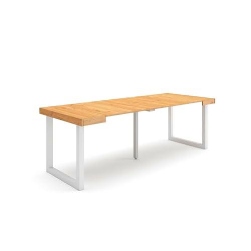 Skraut Home | Mesa Consola Extensible | Mesa Comedor Plegable | 220 | para 10 comensales | Patas Madera Maciza | Estilo Moderno | Roble