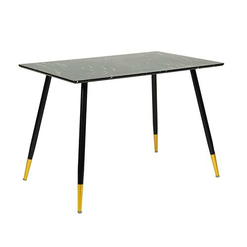 39F FURNITURE DREAM Mesa diseño escandinavo con Parte Superior de Papel de mármol Negro y Patas de Metal Dorado Cocina