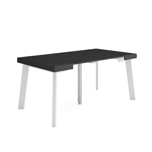 Skraut Home | Mesa Consola Extensible | Mesa Comedor Plegable | 160 | para 8 comensales | Patas de Madera | Estilo Moderno | Negro