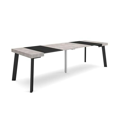 Skraut Home | Mesa Consola Extensible | Mesa Comedor Plegable | 260 | para 12 comensales | Patas de Madera | Estilo Moderno | Cemento