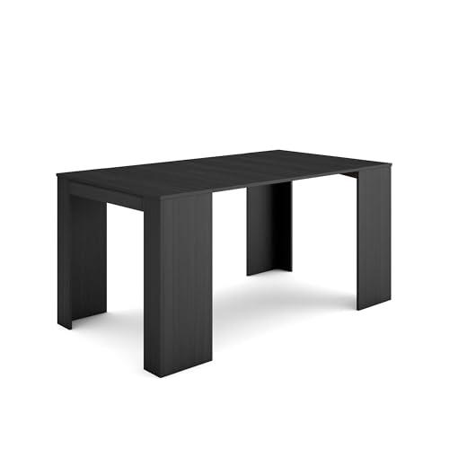 Skraut Home | Mesa Consola Extensible | Mesa Comedor Plegable | 160 | para 8 comensales | Comedor y Cocina | Estilo Moderno | Negro