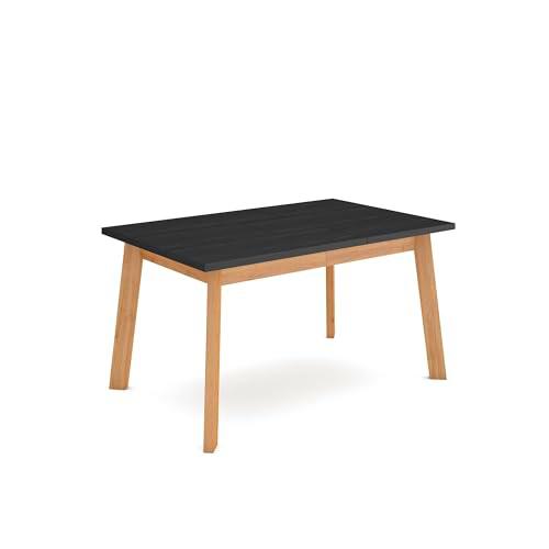 Skraut Home | Mesa Comedor | Mesa Fija Cocina y Salón | 140 | para 6 comensales | Patas de Madera | Estilo Moderno | Roble y Negro