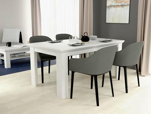 Forte Möbel KALIKST Mesa de Comedor Extensible, Madera de ingeniería Metal Plástico