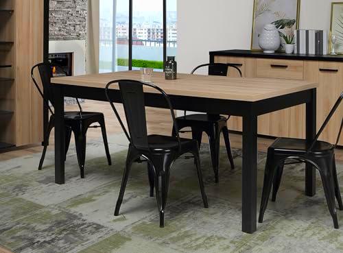 Forte Möbel Black Hill-Mesa de Comedor Extensible, Metal Material de Madera plástico