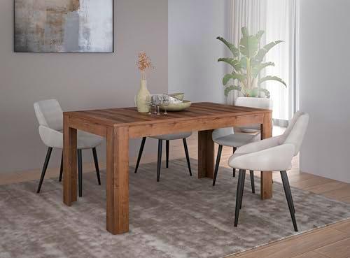 Forte Möbel Mesa de Comedor Extensible Savona, Madera de ingeniería Metal Plástico