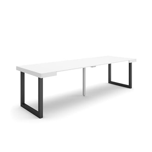 Skraut Home | Mesa Consola Extensible | Mesa Comedor Plegable | 260 | para 12 comensales | Patas Madera Maciza | Estilo Moderno | Blanco