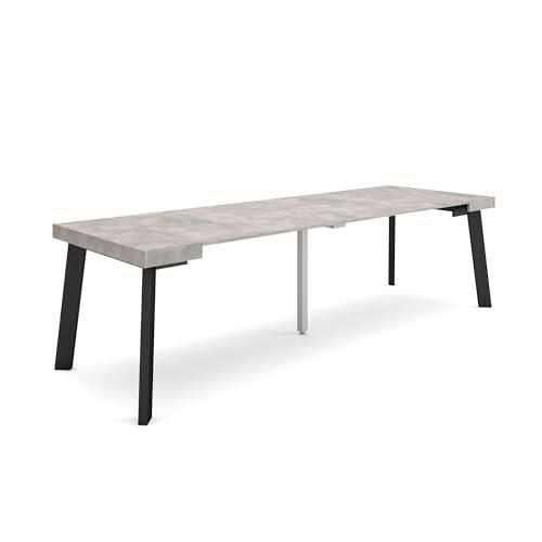 Skraut Home | Mesa Consola Extensible | Mesa Comedor Plegable | 260 | para 12 comensales | Patas de Madera | Estilo Moderno | Cemento