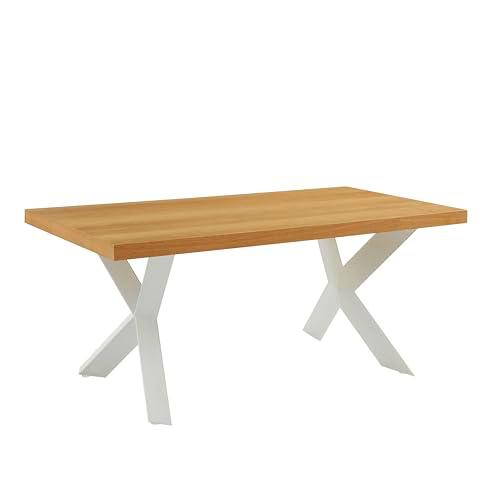 BAÏTA PLATONBL Mesa de Comedor, Patas de Metal Blanco, 180 cm