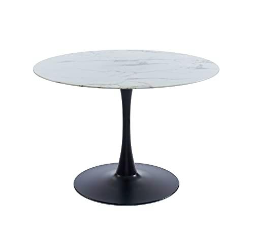 BAÏTA Mesa de Comedor, Vidrio Templado, mármol, L110cm