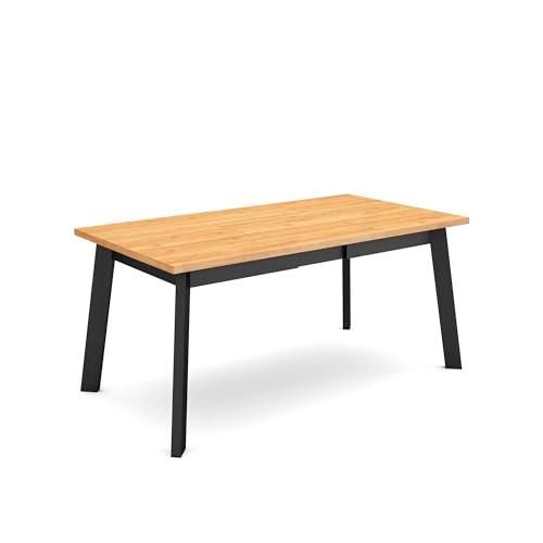 Skraut Home | Mesa Comedor | Mesa Fija Cocina y Salón | 170 | para 8 Comensales | Patas de Madera | Estilo Moderno | Roble y Negro