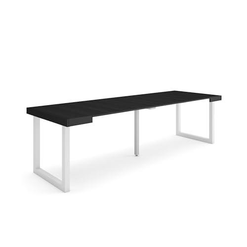 Skraut Home | Mesa Consola Extensible | Mesa Comedor Plegable | 260 | para 12 comensales | Patas Madera Maciza | Estilo Moderno | Negro