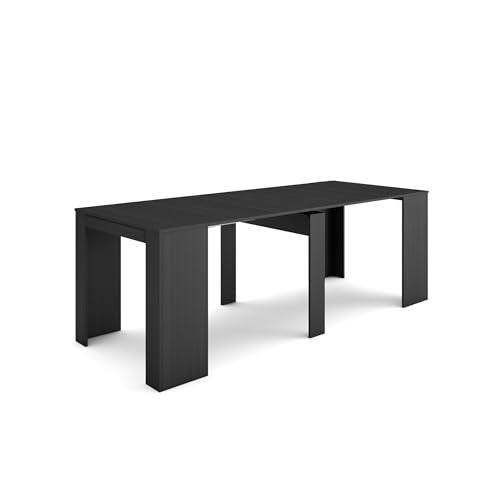 Skraut Home | Mesa Consola Extensible | Mesa Comedor Plegable | 220 | para 10 comensales | Comedor y Cocina | Estilo Moderno | Negro