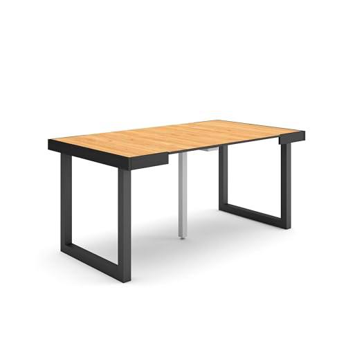 Skraut Home | Mesa Consola Extensible | Mesa Comedor Plegable | 160 | para 8 comensales | Patas Madera Maciza | Estilo Moderno | Roble