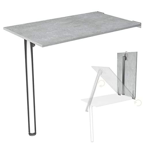 Mesa Plegable de Pared con Pata de Mesa Tablero de Escritorio 80x50 cm de hormigón Mesa de Comedor Plegable Mesa de Cocina para la Pared Mesa de Pared Mesa Plegable para Montaje en Pared